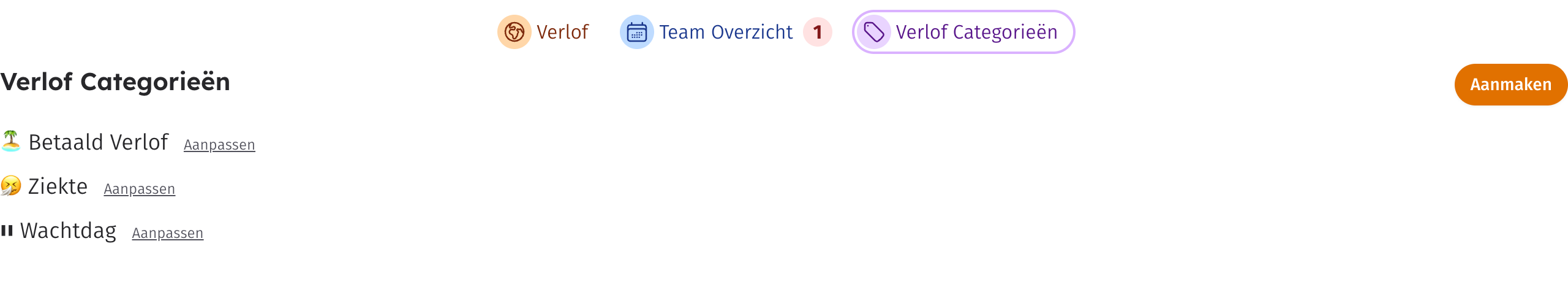 Verlof categorieën